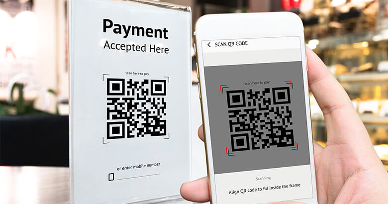 QR code payments via mobile devices