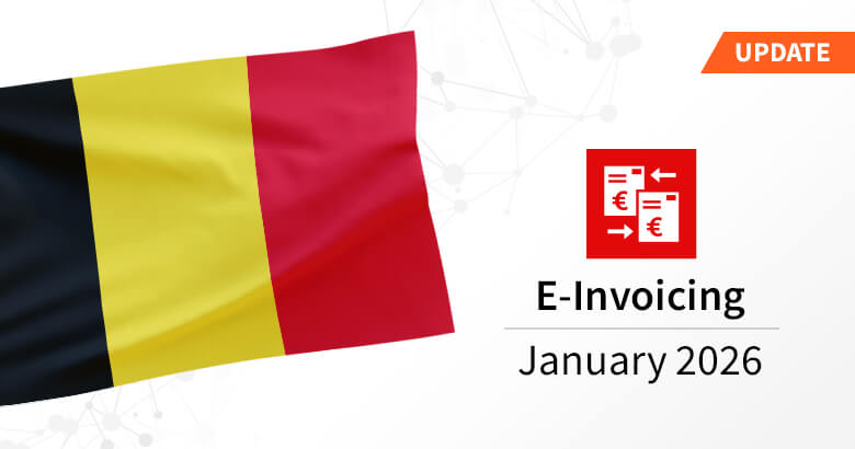 Belgian flag next to E-invoicing update January 2026